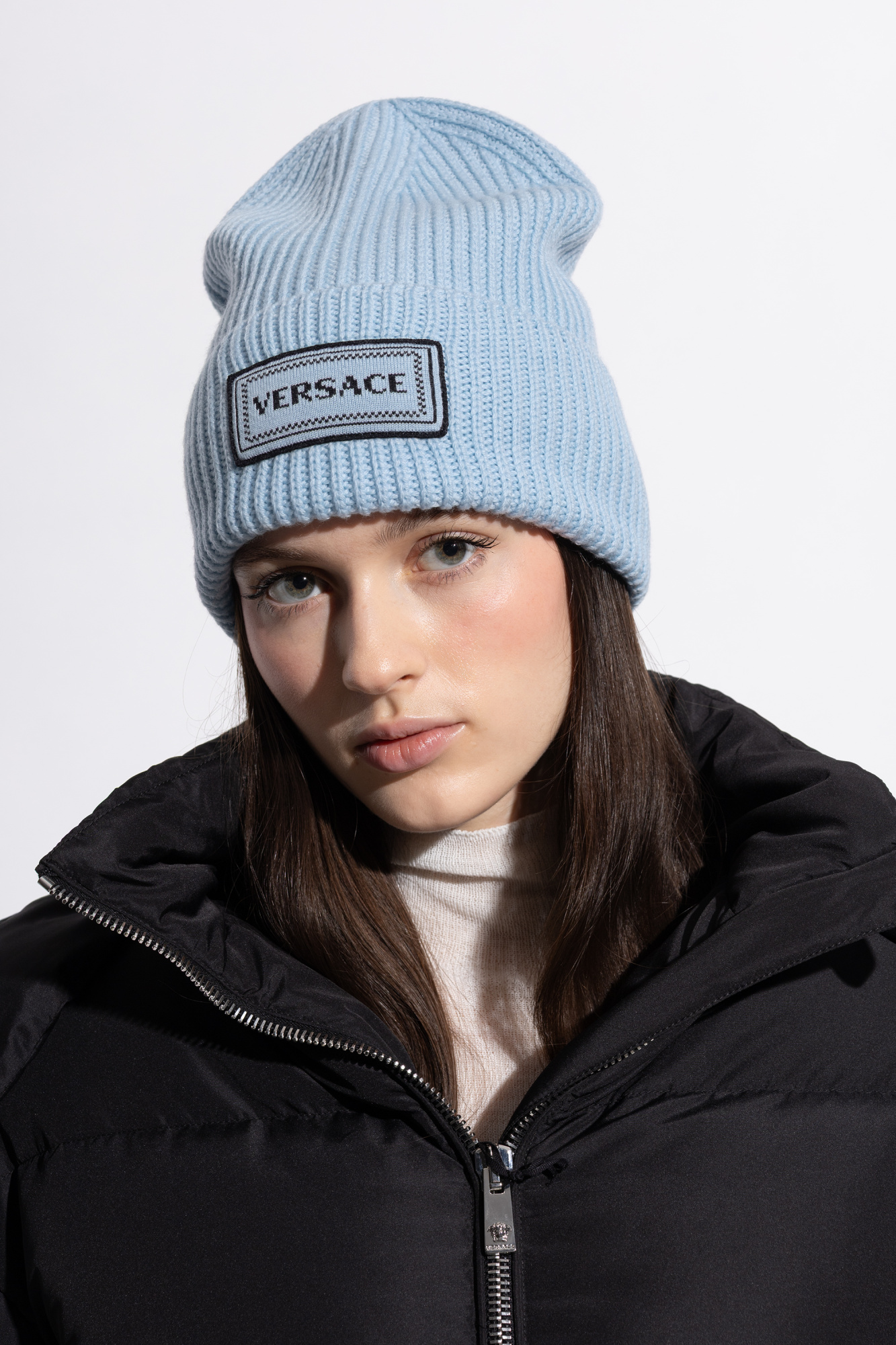 専用新品 Versace Macro Logo Virgin Wool ニット帽 専用新品 Versace